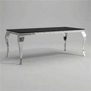 Furniture of America Edi Glam Rectangle Glass Top Dining Table in Black