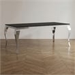 Furniture of America Edi Glam Rectangle Glass Top Dining Table in Black