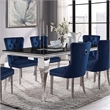 Furniture of America Edi Glam Rectangle Glass Top Dining Table in Black