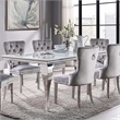 Furniture of America Edi Glam Rectangle Glass Top Dining Table in White