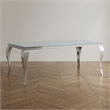 Furniture of America Edi Glam Rectangle Glass Top Dining Table in White