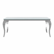 Furniture of America Edi Glam Rectangle Glass Top Dining Table in White