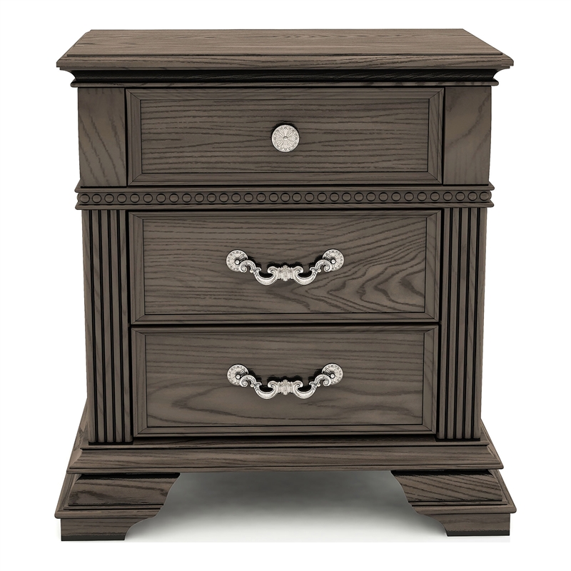 Furniture of America Charo Wood 2-Drawer Nightstand with USB Port in Gray