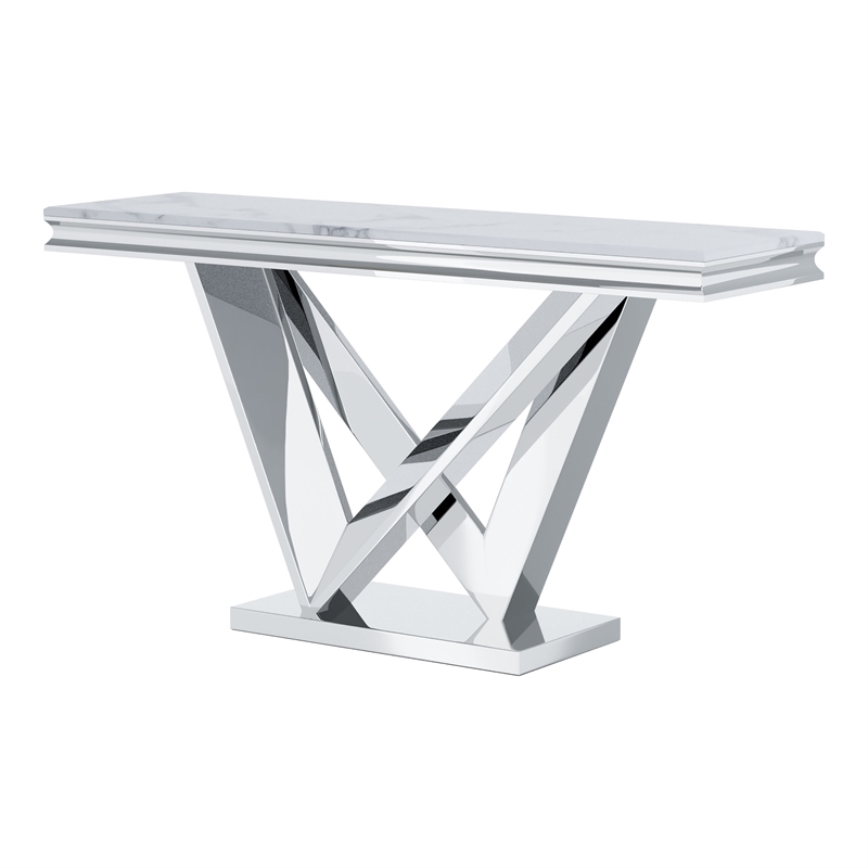 Furniture of America Mersa Glam Metal 3-Piece Coffee Table Set in Chrome