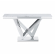 Furniture of America Mersa Glam Metal Pedestal Console Table in Chrome