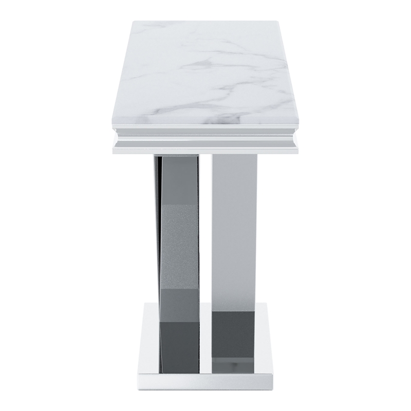 Furniture of America Mersa Glam Metal Pedestal Console Table in Chrome