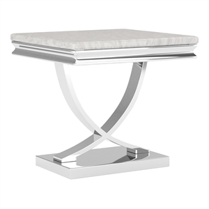 Furniture of America Linke Glam Metal Pedestal End Table in Chrome