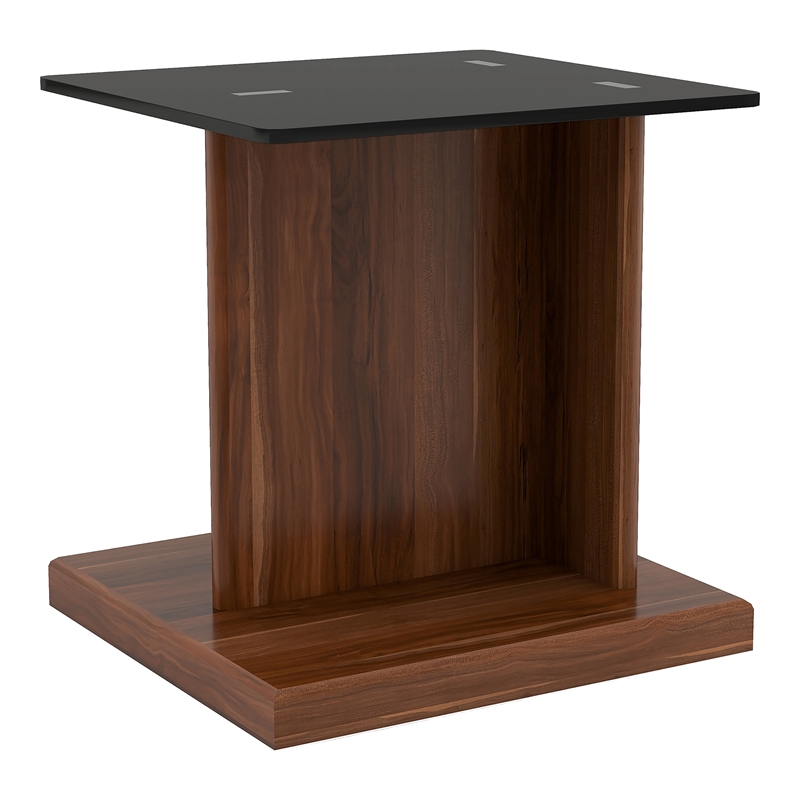 Furniture of America Thame Contemporary Glass Top End Table in Dark Walnut
