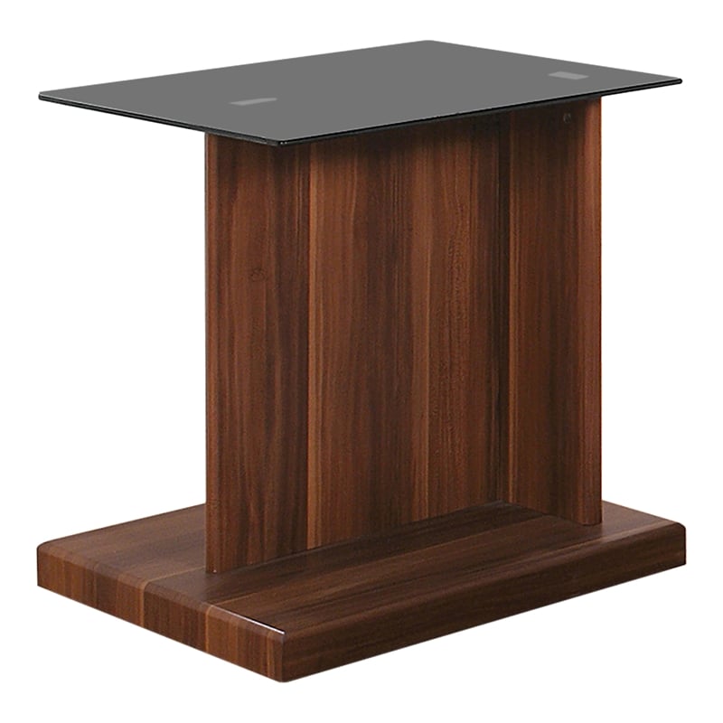 Furniture of America Thame Contemporary Glass Top End Table in Dark Walnut