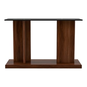 Furniture of America Thame Contemporary Glass Top Console Table in Dark Walnut