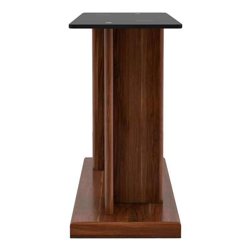 Furniture of America Thame Contemporary Glass Top Console Table in Dark Walnut
