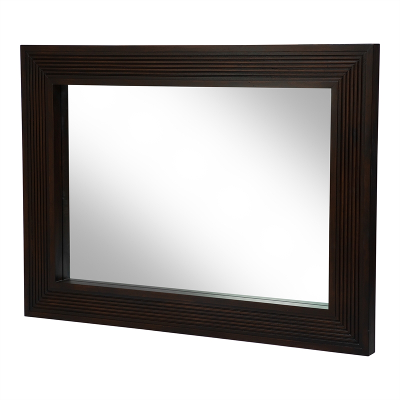 Furniture of America Tezra Contemporary Solid Wood Framed Mirror in Dark Walnut