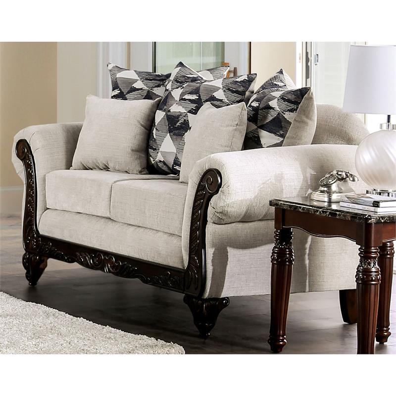 Furniture of America Kelte Traditional Chenille 2-Piece Sofa Set in Gray