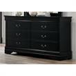 Furniture of America Jussy Transitional Solid Wood 6-Drawer Dresser in Black