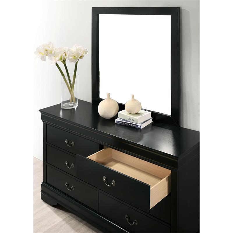 Furniture of America Jussy Transitional Solid Wood 6-Drawer Dresser in Black