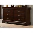 Furniture of America Jussy Transitional Solid Wood 6-Drawer Dresser in Cherry