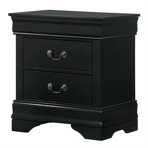 Furniture of America Jussy Transitional Solid Wood 2-Drawer Nightstand in Black