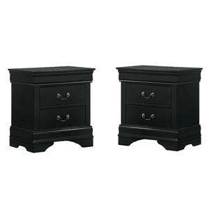 Furniture of America Jussy Transitional Black Solid Wood Nightstand Set of 2