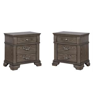 Furniture of America Charo Traditional Gray Wood Nightstand with USB Set of 2