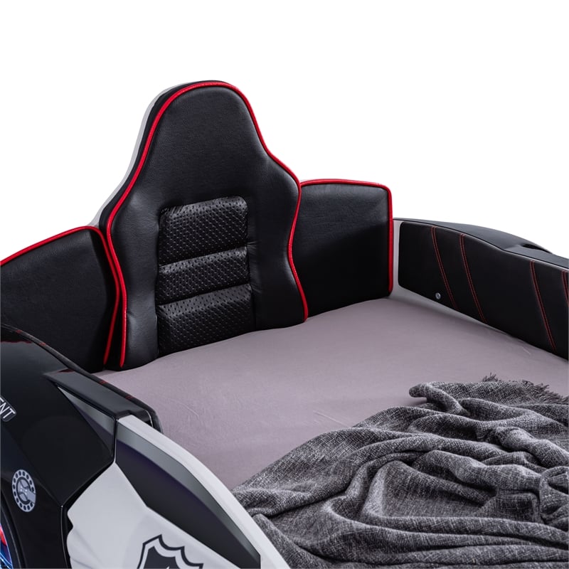 Furniture of America Sonet Plastic Twin Race Car Bed with LED Light in Black