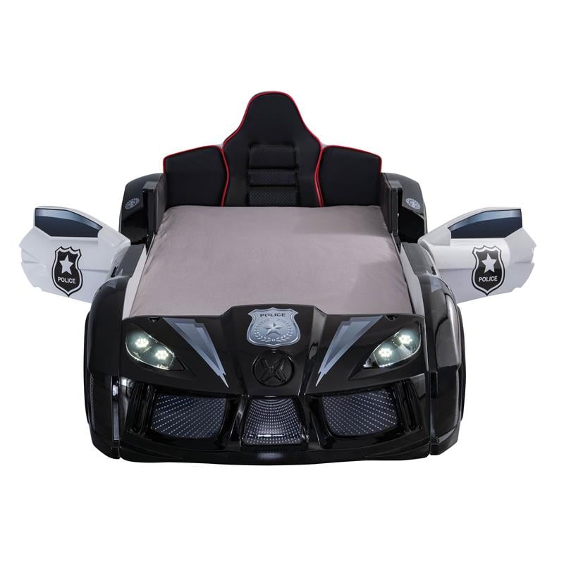 Furniture of America Sonet Plastic Twin Race Car Bed with LED Light in Black