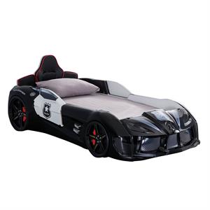 Furniture of America Sonet Plastic Twin Race Car Bed with LED Light in Black