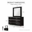 FOA Malva 6pc Black Wood Bedroom Set-Cal King+2 Nightstands+Chest+Dresser+Mirror