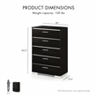 FOA Malva 6pc Black Wood Bedroom Set-Queen+2 Nightstands+Chest+Dresser+Mirror