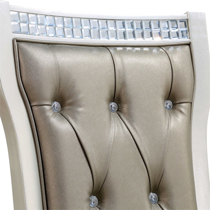 Furniture of America Melaj Wood Tufted Side Chair in Champagne Gold (Set of 2)