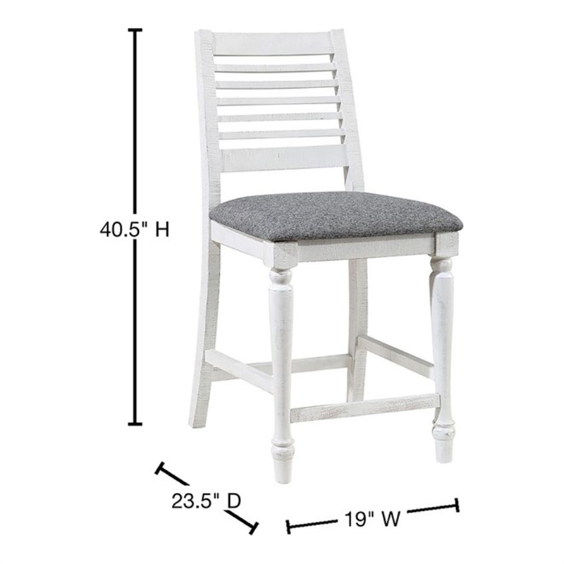 Furniture of America Treon Wood Padded Counter Chair in Antique White (Set of 2)