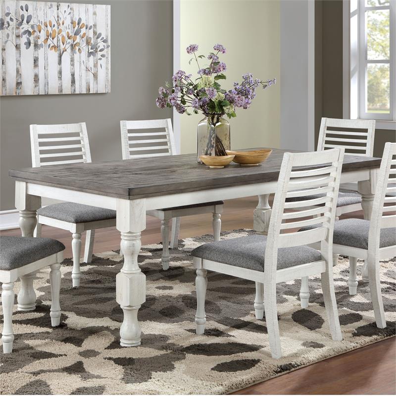 Furniture of America Treon Wood Rectangle Counter Dining Table in Antique White