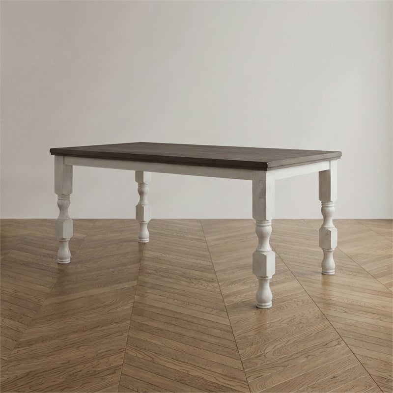 Furniture of America Treon Wood Rectangle Counter Dining Table in Antique White