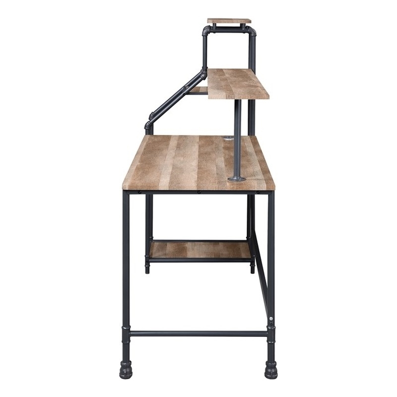 Furniture of America Landon Black Metal Desk with Reversible Bookcase