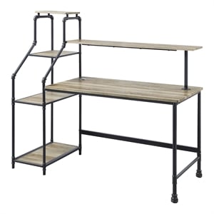 Furniture of America Landon Black Metal Desk with Reversible Bookcase
