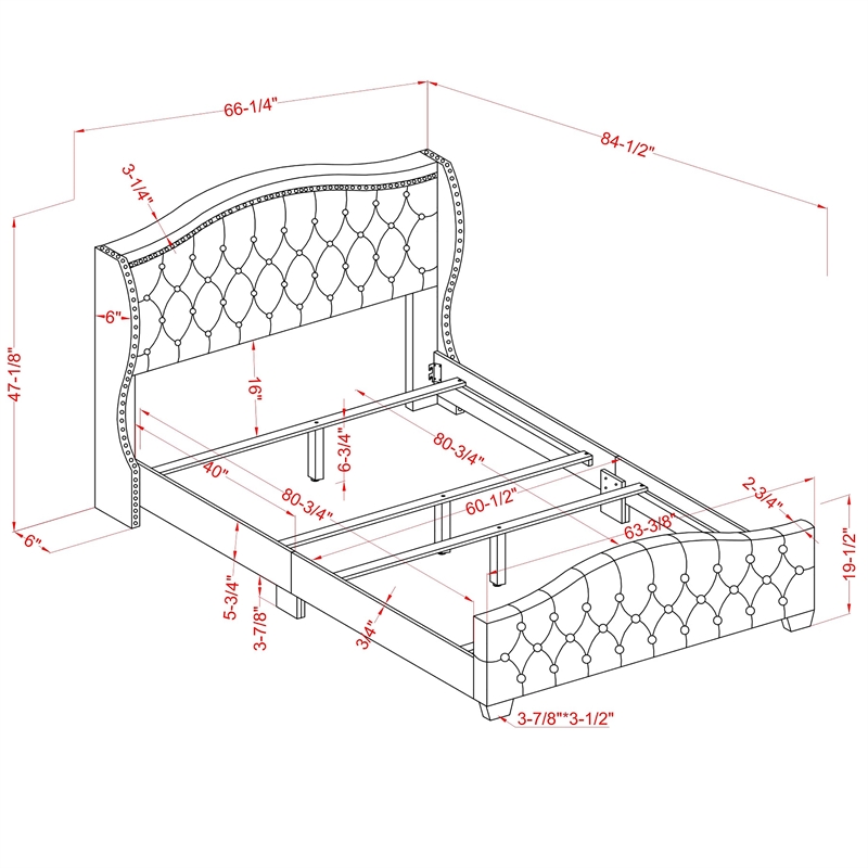 Furniture of America Trisha Dark Gray Queen Button Tufted Fabric Upholstered Bed