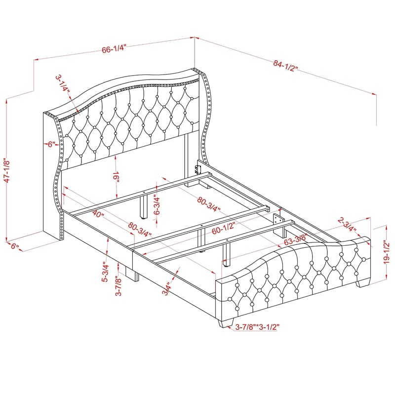 Furniture of America Trisha Ivory Queen Button Tufted Fabric Upholstered Bed