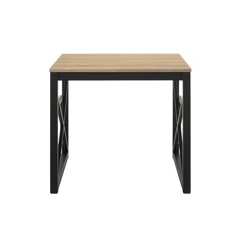 Furniture of America Olive Metal 2-Piece Coffee Table Set in Oak and Black