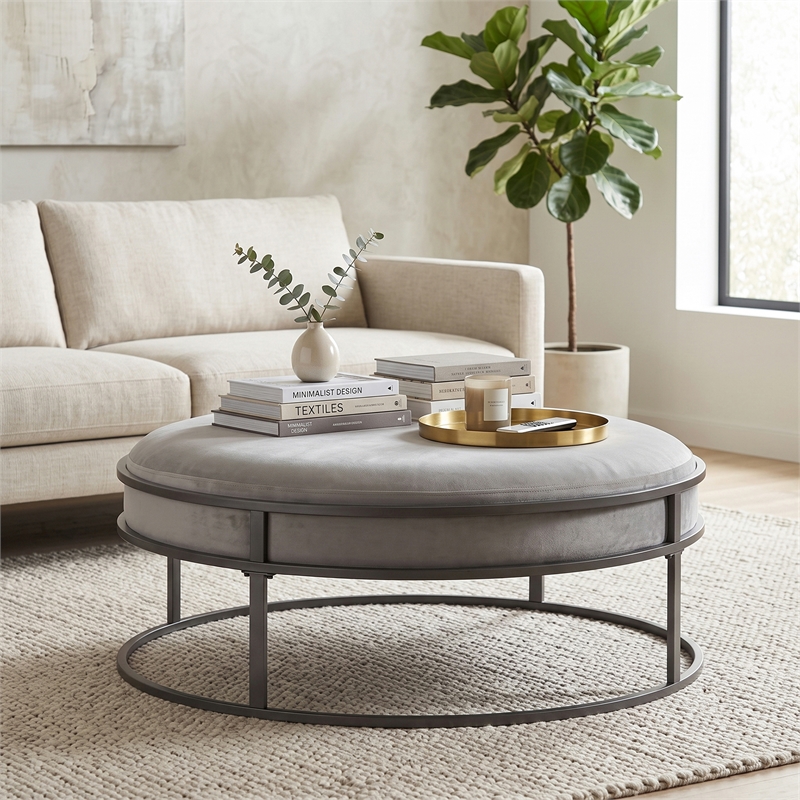 Furniture of America Olive Gray Velvet Fabric 39