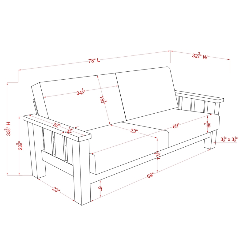 Furniture of America Tally Brown Rustic Wood Finish and Plaid Fabric Sofa