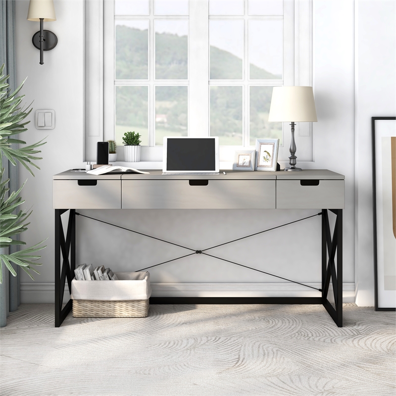 Furniture of America Blagica 60 Inch Antique Gray Wood Lift Top Desk