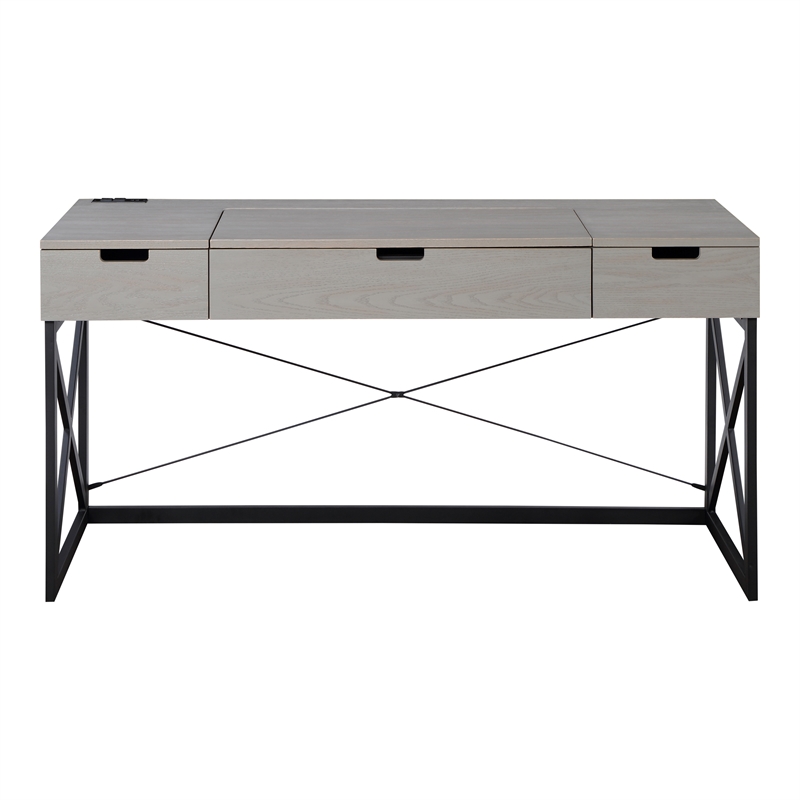 Furniture of America Blagica 60 Inch Antique Gray Wood Lift Top Desk