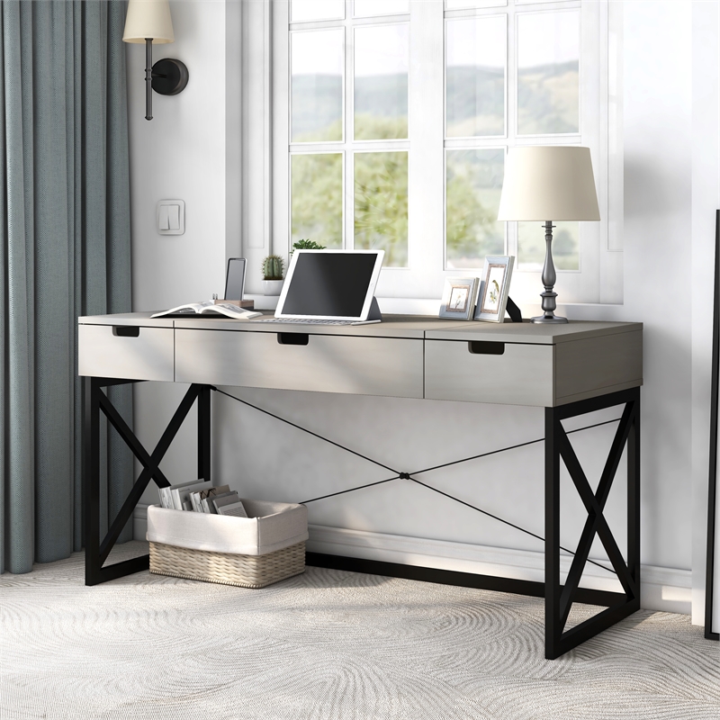 Furniture of America Blagica 60 Inch Antique Gray Wood Lift Top Desk