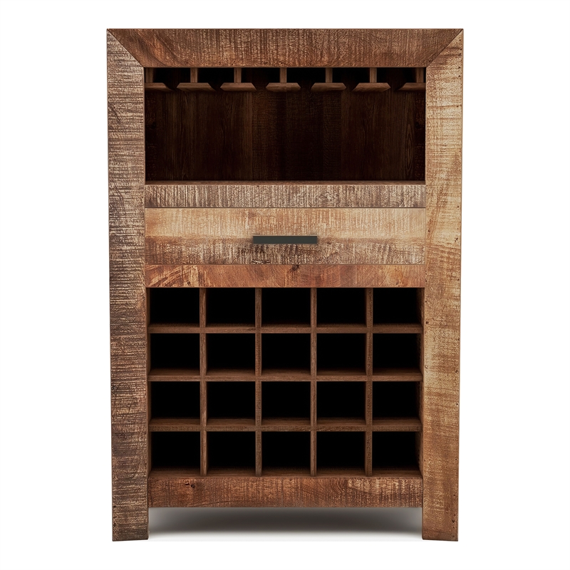 Furniture of America Zima Yellow Solid Wood 20-Bottle Wine Bar