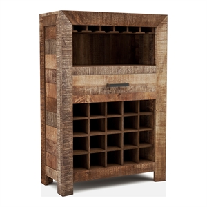 Furniture of America Zima Yellow Solid Wood 20-Bottle Wine Bar