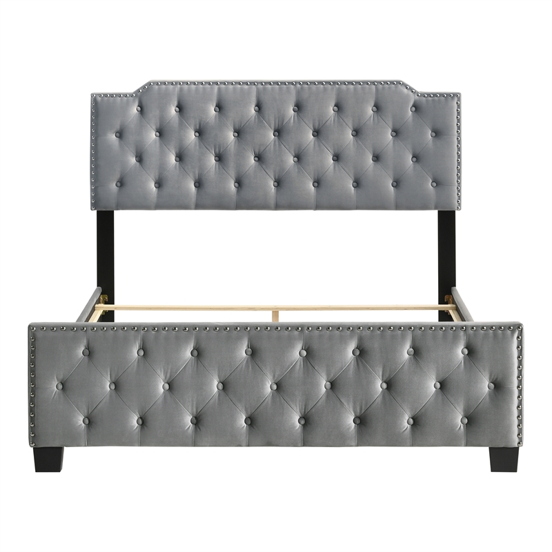 Furniture of America Chetana Light Gray King Tufted Upholstered Wood Bed