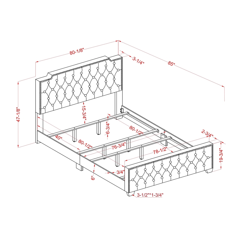 Furniture of America Chetana Light Gray King Tufted Upholstered Wood Bed