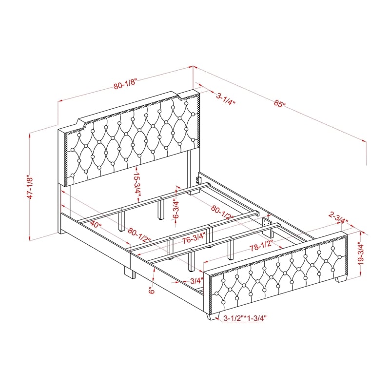 Furniture of America Chetana Navy King Tufted Upholstered Wood Bed