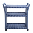 Furniture of America Azur Outdoor Aluminum Wicker Bar Cart in Navy