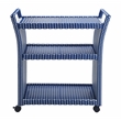 Furniture of America Azur Outdoor Aluminum Wicker Bar Cart in Navy