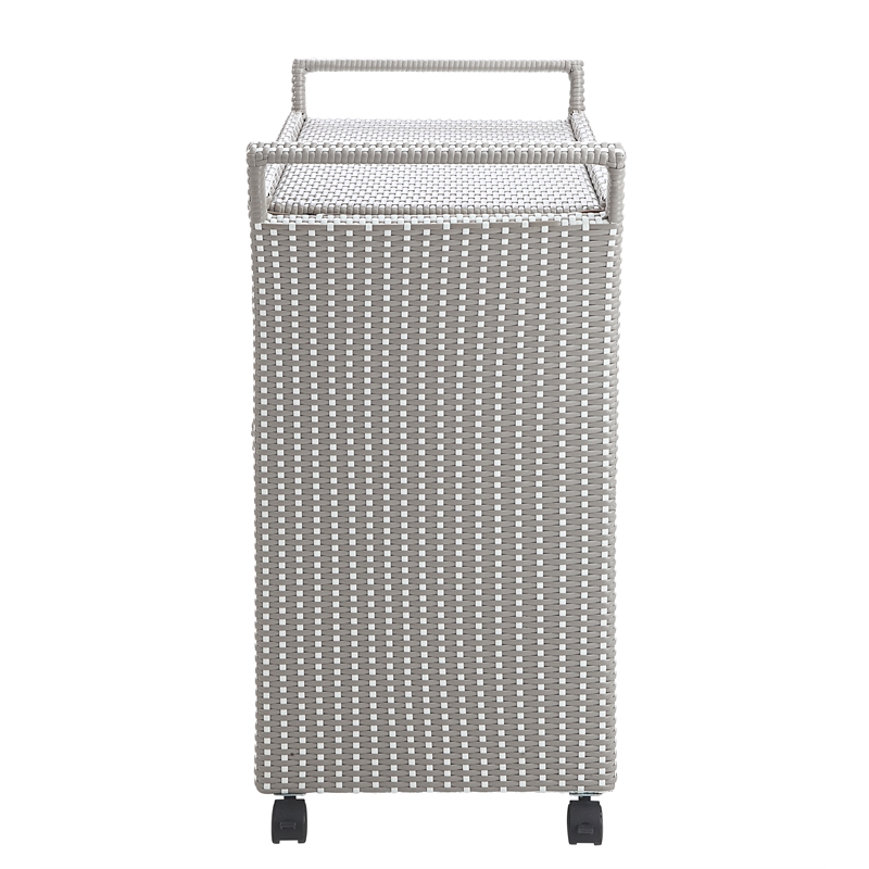 Furniture of America Azur Outdoor Aluminum Wicker Bar Cart in Gray